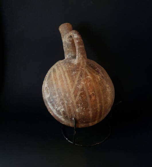 Ancient black terracotta late bronze Age large flask